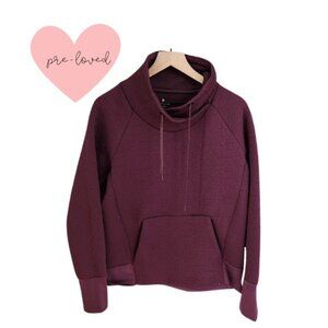 Athleta Jacquard Elevation Pullover Quilted Cowl Mock Neck Sweatshirt